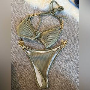 SHEIN, size Medium, two piece bathing suit, green